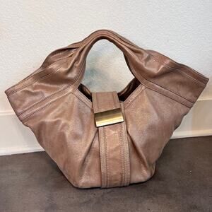 Kooba Cameron tan shimmer genuine leather vintage purse womens shoulder bag